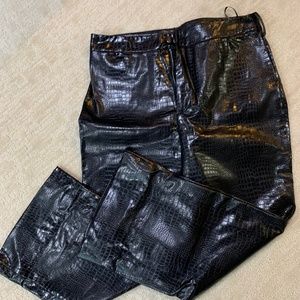 Crocodile Pattern Crop Flare Leg Pants